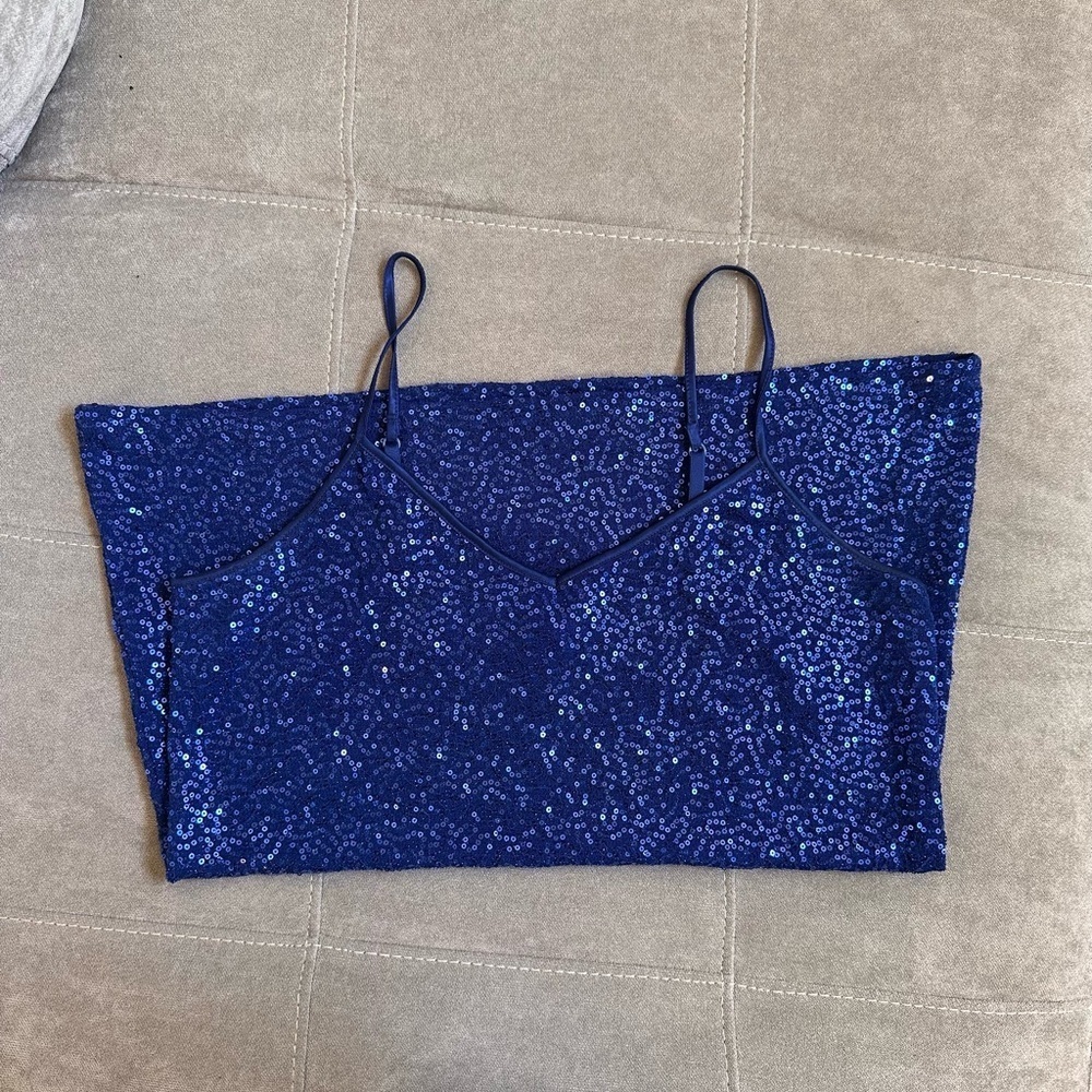 Express Royal Blue Patterned Blouse - image 5